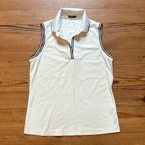 J.‎ McLaughlin ivory brown trim athletic polo womens tank SIZE M